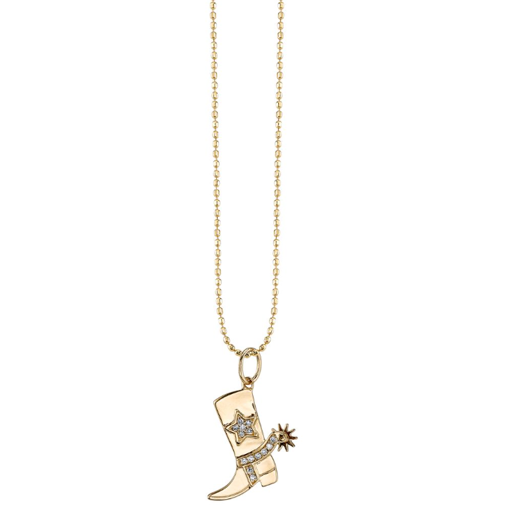 Gold & Diamond Cowboy Boot Charm Necklace-Jewelry-Sydney Evan-Yellow Gold-OS-Mercantile Portland