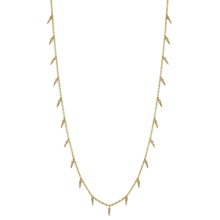 Gold & Diamond Fringe Drop Necklace-Jewelry-Sydney Evan-Yellow Gold-OS-Mercantile Portland