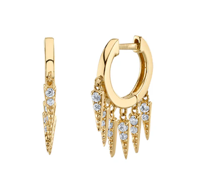 Gold & Diamond Fringe Huggie Hoops-Jewelry-Sydney Evan-Yellow Gold-OS-Mercantile Portland