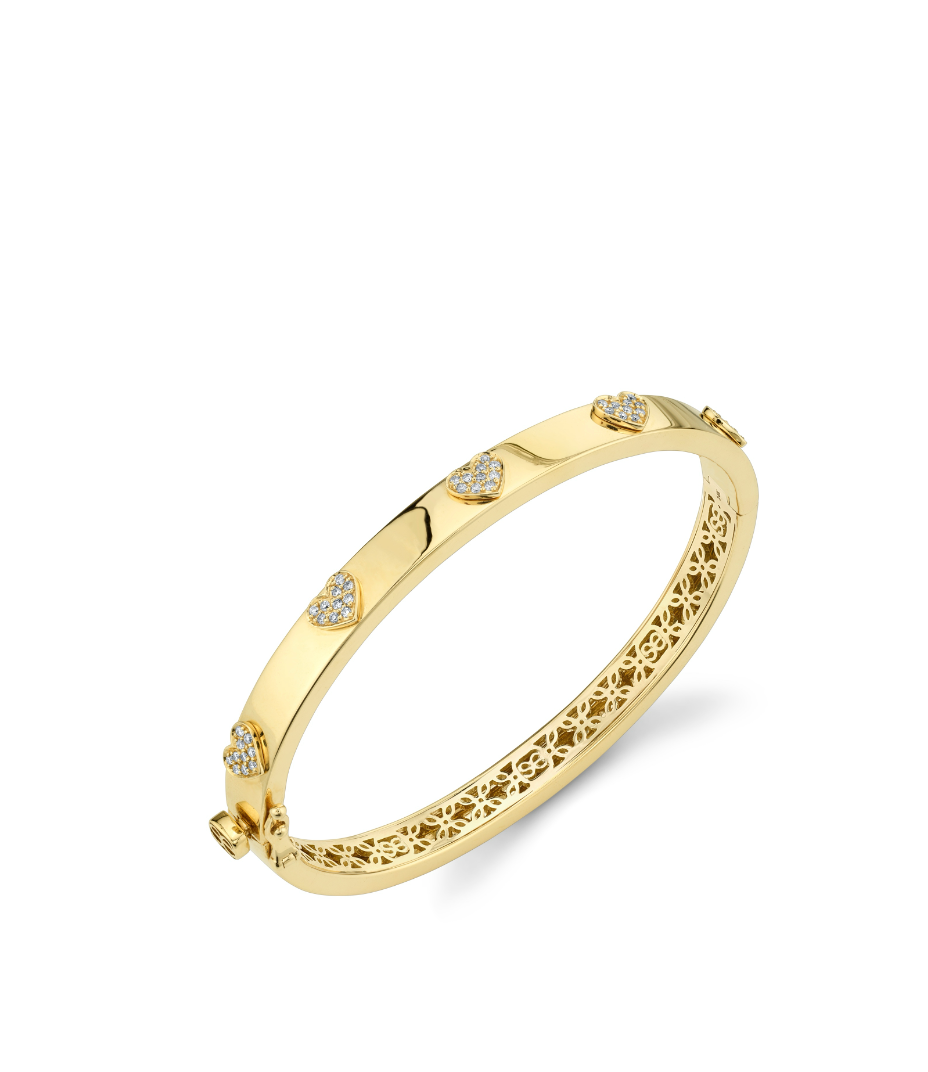 Gold & Diamond Heart Bangle-Jewelry-Sydney Evan-Yellow Gold-OS-Mercantile Portland