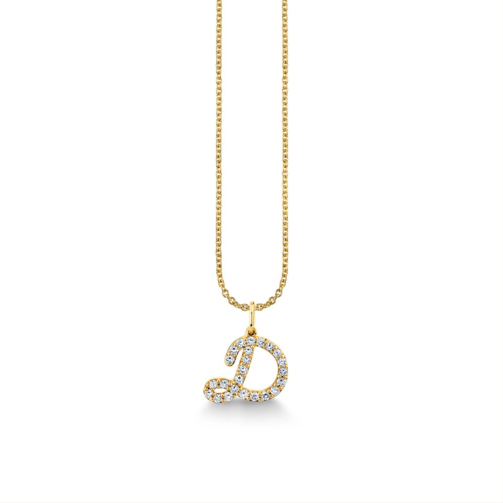 Gold & Diamond Initial-D Necklace-Jewelry-Sydney Evan-Yellow Gold-OS-Mercantile Portland