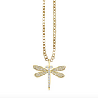 Gold & Diamond Large Dragonfly Charm Necklace-Jewelry-Sydney Evan-Yellow Gold-OS-Mercantile Portland