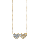 Gold & Diamond Medium Double Heart Necklace-Jewelry-Sydney Evan-Yellow Gold-OS-Mercantile Portland