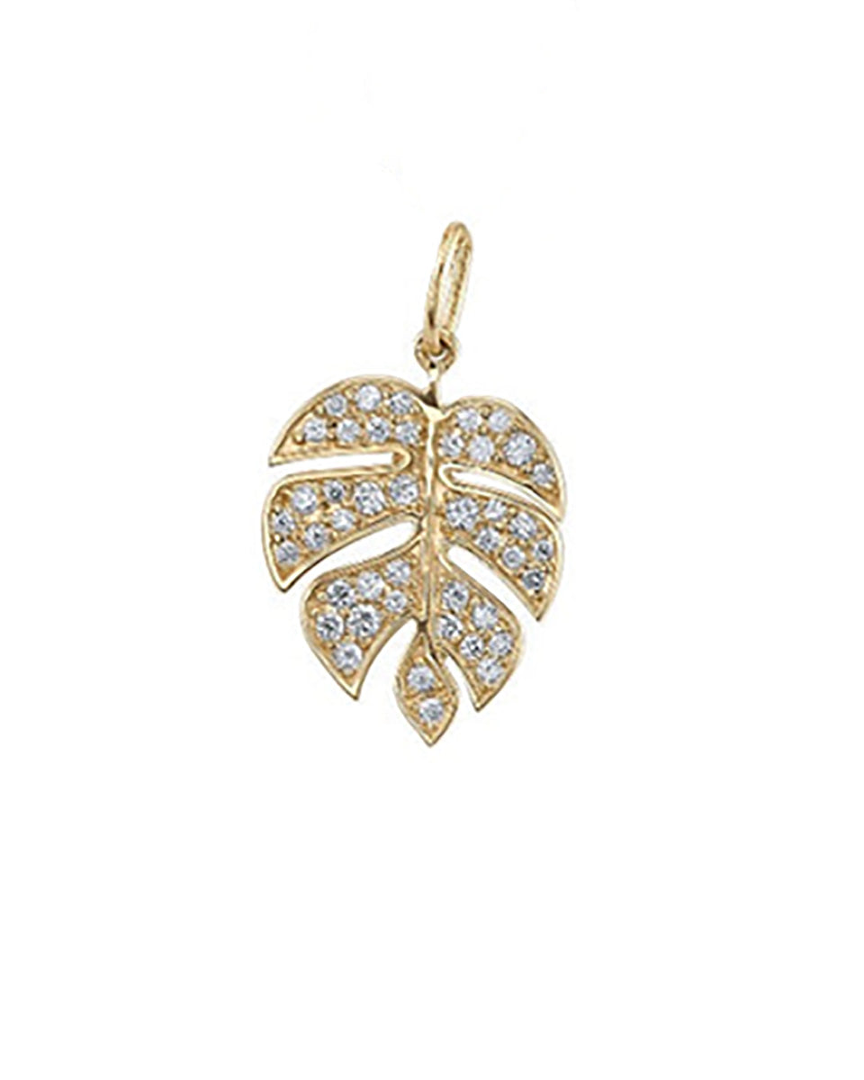 Gold $ Diamond Medium Monstera Leaf Charm-Jewelry-Sydney Evan-OS-Mercantile Portland