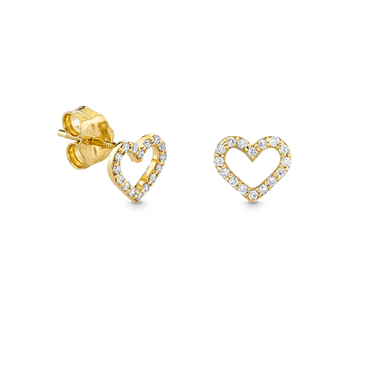Gold & Diamond Open Heart Stud-Earrings-Sydney Evan-Yellow Gold-OS-Mercantile Portland