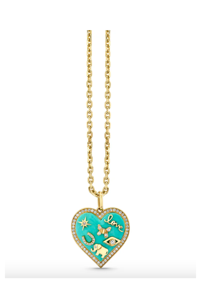 Gold & Diamond Puffy Icon Heart Charm Necklace-Jewelry-Sydney Evan-Yellow Gold-OS-Mercantile Portland