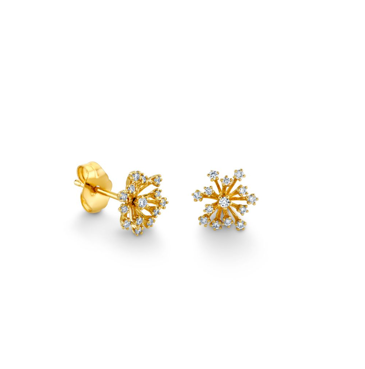 Gold & Diamond Small Burst Flower Stone Earring-Jewelry-Sydney Evan-Yellow Gold-OS-Mercantile Portland