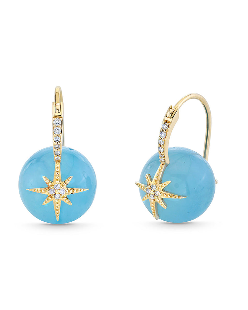 Gold & Diamond Starburst Aquamarine Earrings-Jewelry-Sydney Evan-OS-Mercantile Portland