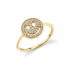 Gold & Pavé Diamond Small Happy Face Ring-Jewelry-Sydney Evan-Yellow Gold-5-Mercantile Portland