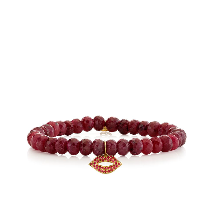Gold & Ruby Small Pave Lips on Ruby-Jewelry-Sydney Evan-Yellow Gold-OS-Mercantile Portland