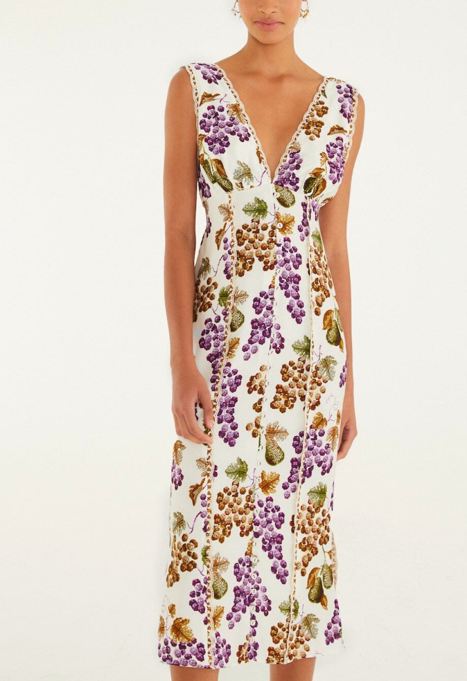 Grape Garden Midi Dress-Dresses-Farm Rio-Cream Grape-XS-Mercantile Portland