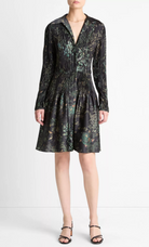 Grape Vine Crushed Satin Shirt Dress-Clothing-Vince-Black Sky-XXS-Mercantile Portland