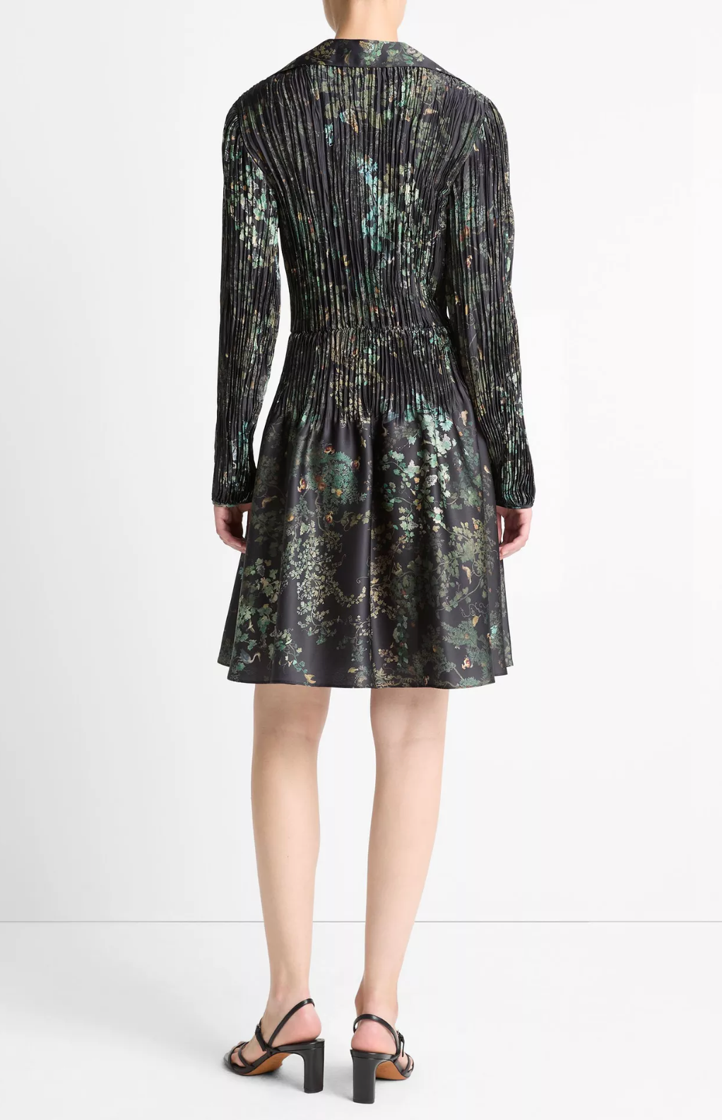 Grape Vine Crushed Satin Shirt Dress-Dresses-Vince-Black Sky-XXS-Mercantile Portland