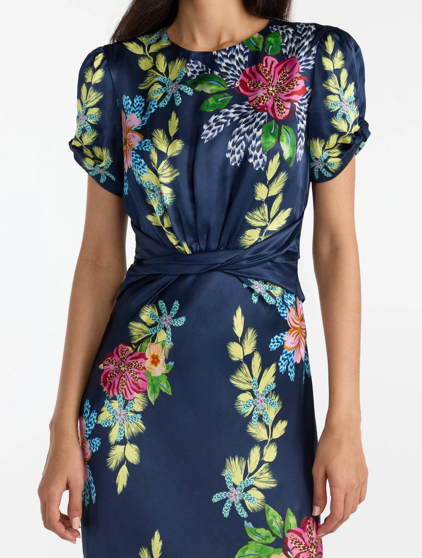 Gwen Dress in Hosta Trellis-Dresses-Saloni-Hosta Trellis-4-Mercantile Portland