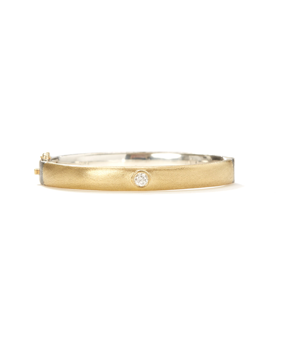 Gypsy 8mm Yellow Gold Round Cut Diamond Bangle-Jewelry-Rene Escobar-Mercantile Portland