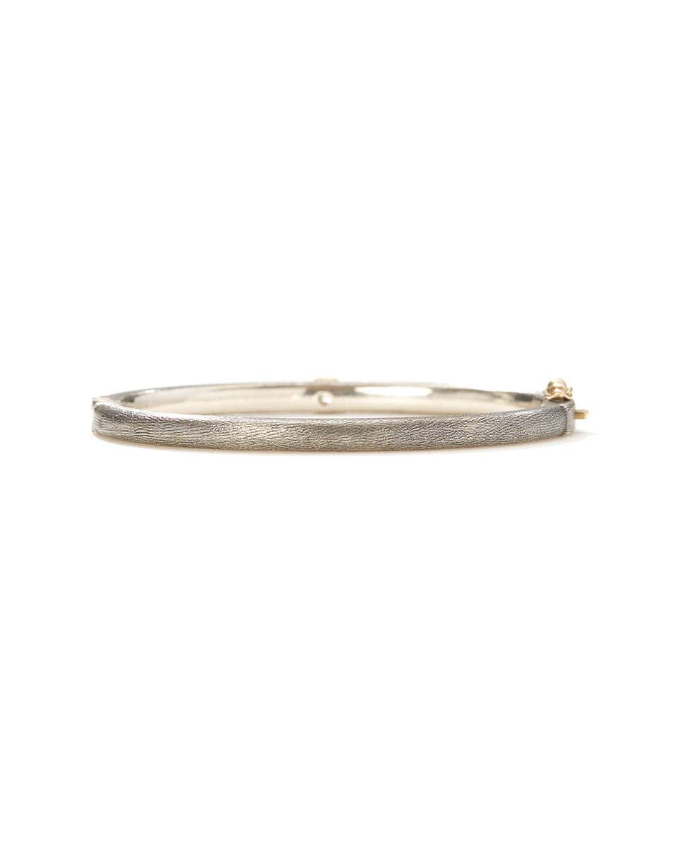 Gypsy Lux 4mm Sterling Silver, Yellow Gold Bezel Emerald Cut Diamond Bangle-Jewelry-Rene Escobar-Mercantile Portland