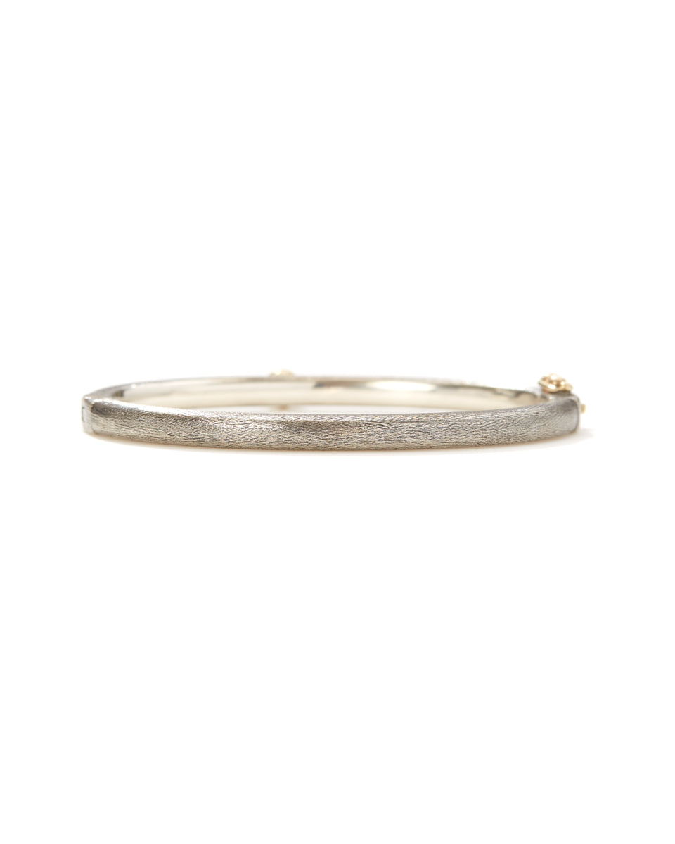 Gypsy Lux 4mm Sterling Silver Yellow Gold Bezel Round Cut Diamond Bangle-Jewelry-Rene Escobar-Mercantile Portland