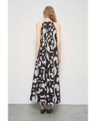 Halter Full Long Dress-Clothing-Meimeij-Black Multi • Meimeij-36-Mercantile Portland
