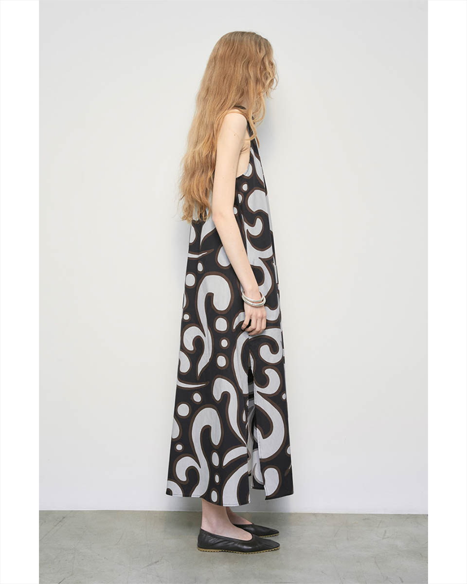 Halter Full Long Dress-Clothing-Meimeij-Black Multi • Meimeij-36-Mercantile Portland