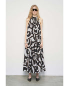 Halter Full Long Dress-Clothing-Meimeij-Black Multi • Meimeij-36-Mercantile Portland