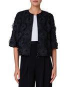 Hello Sunshine Embroidered Elbow-Sleeve Jacket-Jackets-Akris Punto-Black-2-Mercantile Portland