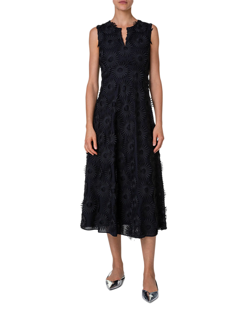 Hello Sunshine Embroidered Midi Dress-Dresses-Akris Punto-Black-2-Mercantile Portland
