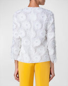Hello Sunshine Superpose Embroidered Cotton Popeline Bracelet-Sleeve Blouse-Clothing-Akris Punto-Cream-2-Mercantile Portland