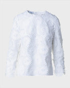 Hello Sunshine Superpose Embroidered Cotton Popeline Bracelet-Sleeve Blouse-Clothing-Akris Punto-Cream-2-Mercantile Portland