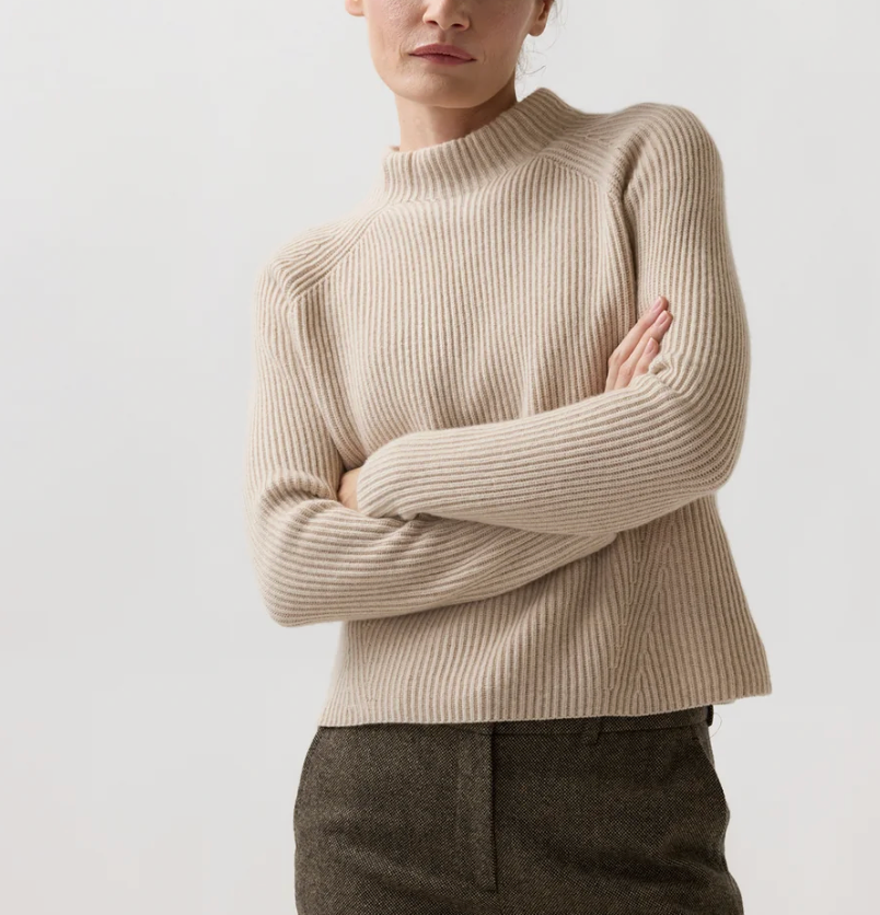 Henriette Sweater in Wheat Cashmere-Sweaters-Mashburn-Heather Wheat-XS-Mercantile Portland