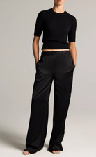 High-Rib Short-Sleeve Sweater in Black-Sweaters-Vince-BLK-XS-Mercantile Portland