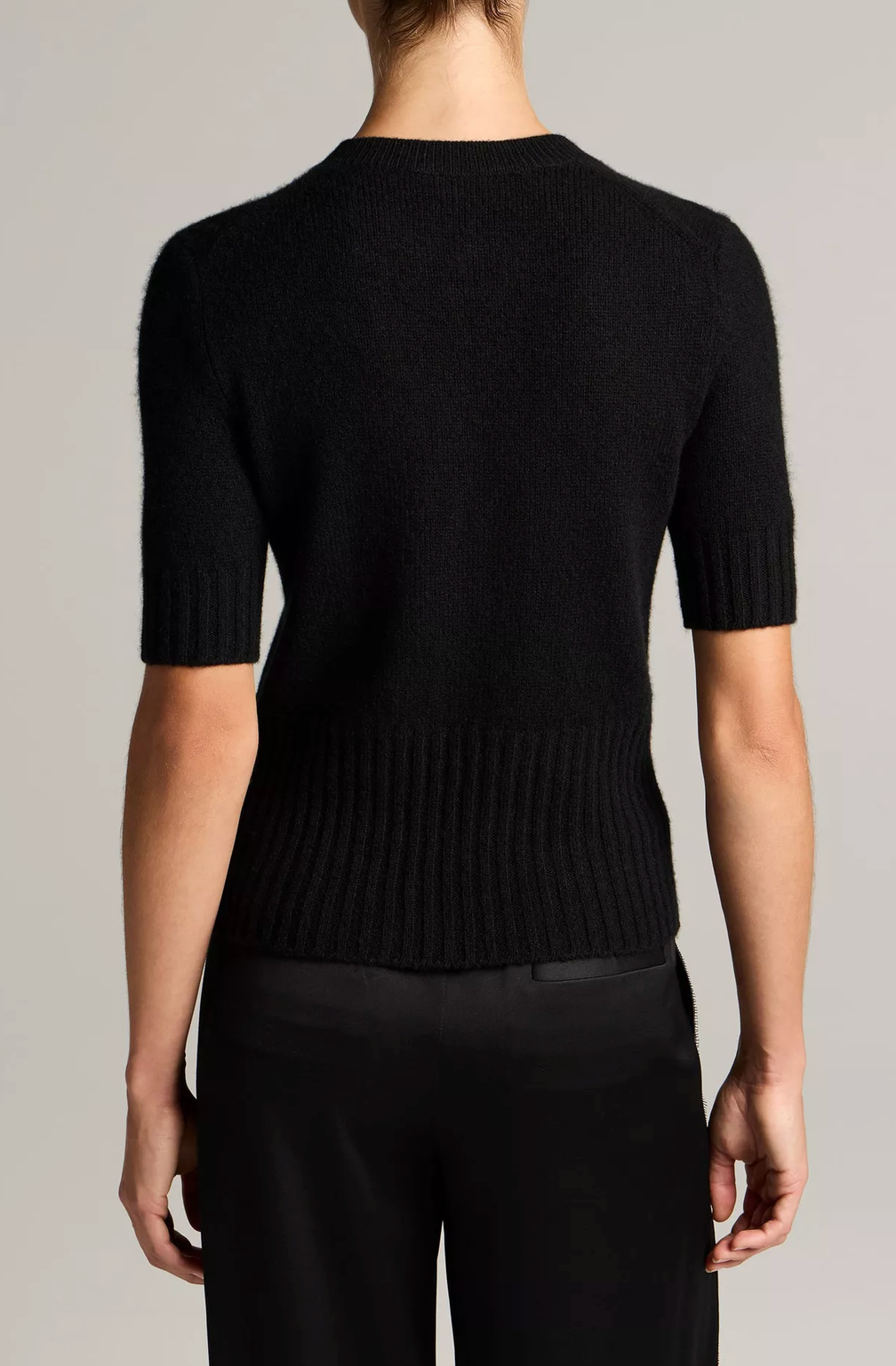 High-Rib Short-Sleeve Sweater in Black-Sweaters-Vince-BLK-XS-Mercantile Portland