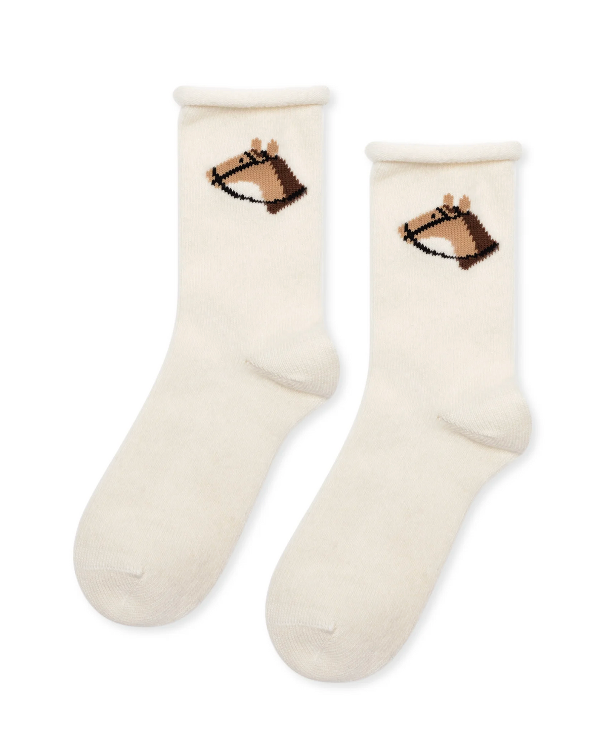 Horse Cashmere Crew-Socks-HANSEL FR BASEL-Ivory-OS-Mercantile Portland