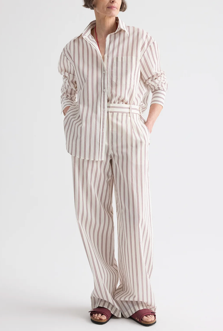 Hudson Pant in White/Wine-Pants-TWP-White/Wine-2-Mercantile Portland