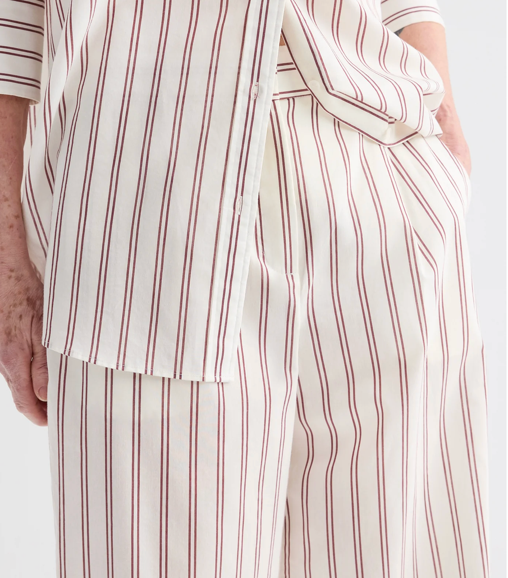 Hudson Pant in White/Wine-Pants-TWP-White/Wine-2-Mercantile Portland