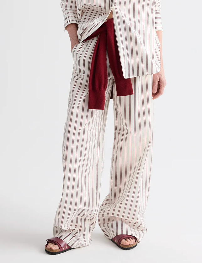 Hudson Pant in White/Wine-Pants-TWP-White/Wine-2-Mercantile Portland