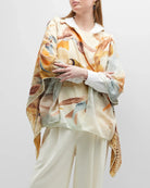 Humming Bird Cashmere Printed Poncho – Orange-Blue-Accessories-Rani Arabella-OS-Mercantile Portland