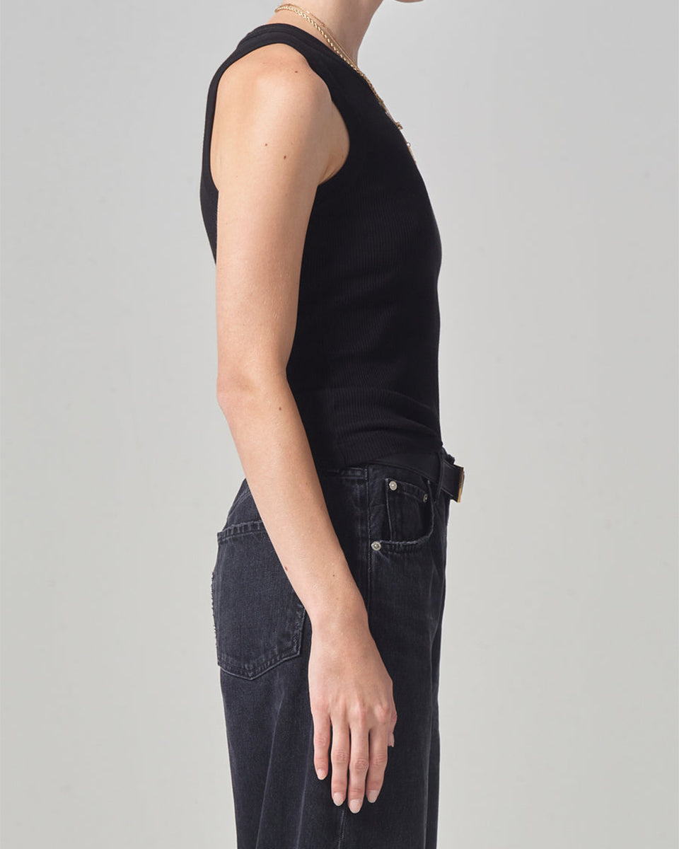 Isabel Rib Tank-Tops-Citizens of Humanity-Black-XS-Mercantile Portland