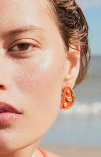 Isola Stud Earrings in Melon-Jewelry-Lizzie Fortunato-Red-OS-Mercantile Portland