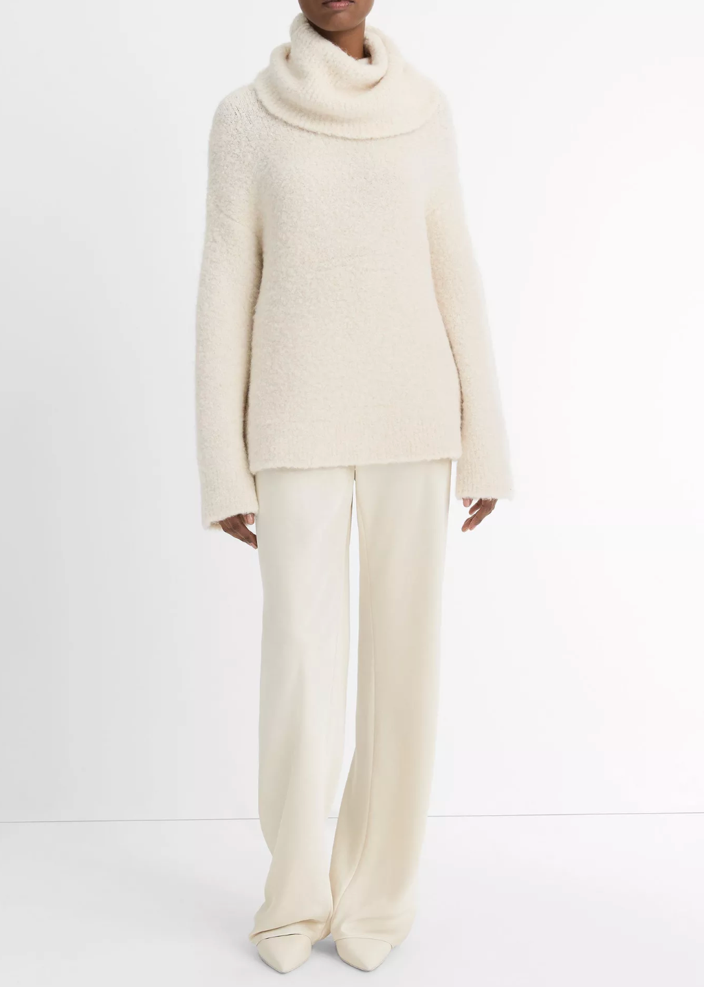 Italian Bouclé Turtleneck Tunic Sweater-Clothing-Vince-Off White-XXS-Mercantile Portland