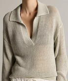 Italian Coated Cotton-Blend Polo Sweater-Sweaters-Vince-Beach Stone-S-Mercantile Portland