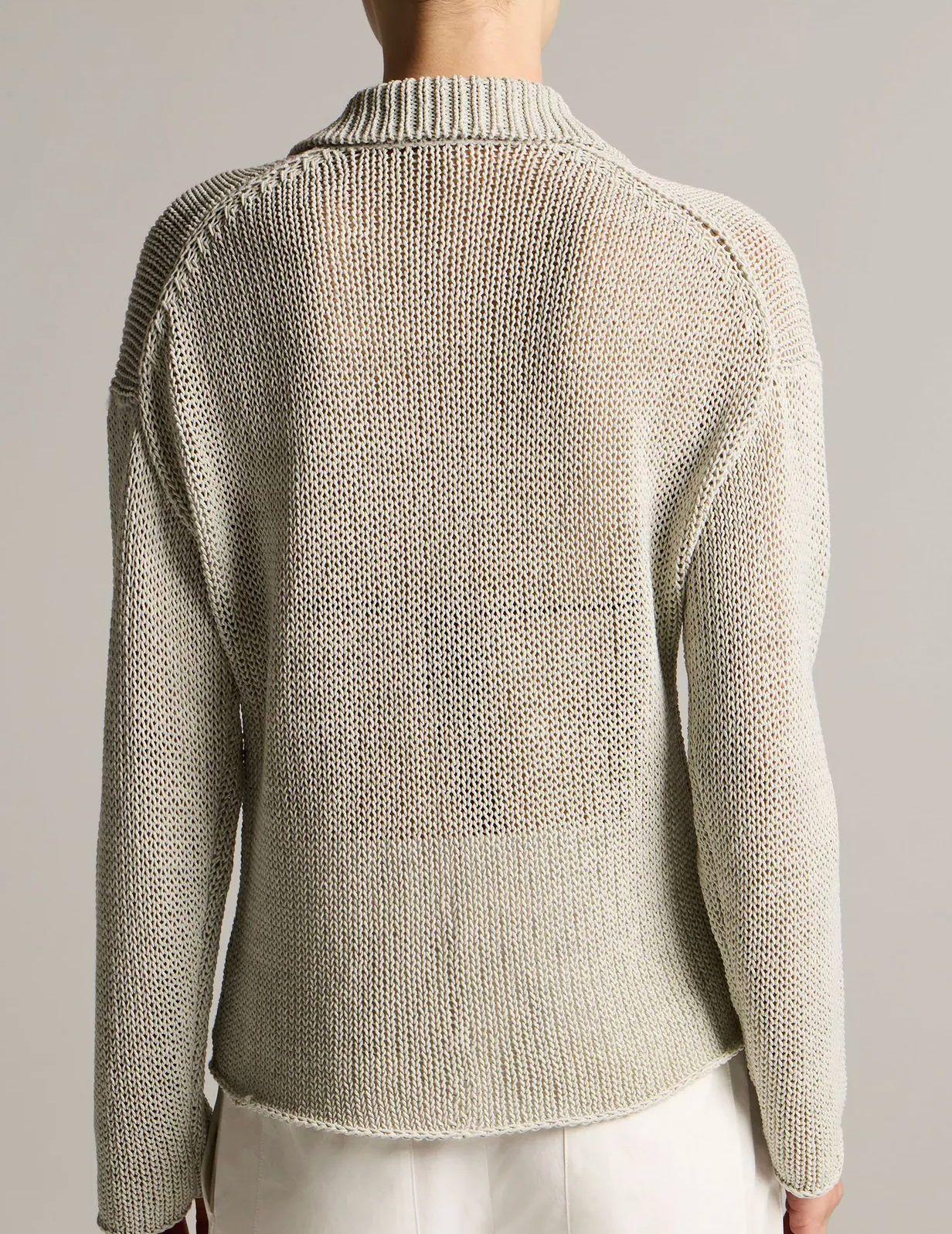 Italian Coated Cotton-Blend Polo Sweater-Sweaters-Vince-Beach Stone-S-Mercantile Portland