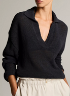 Italian Coated Cotton-Blend Polo Sweater-Sweaters-Vince-Ink-S-Mercantile Portland