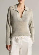 Italian Coated Cotton-Blend Polo Sweater-Sweaters-Vince-Beach Stone-S-Mercantile Portland