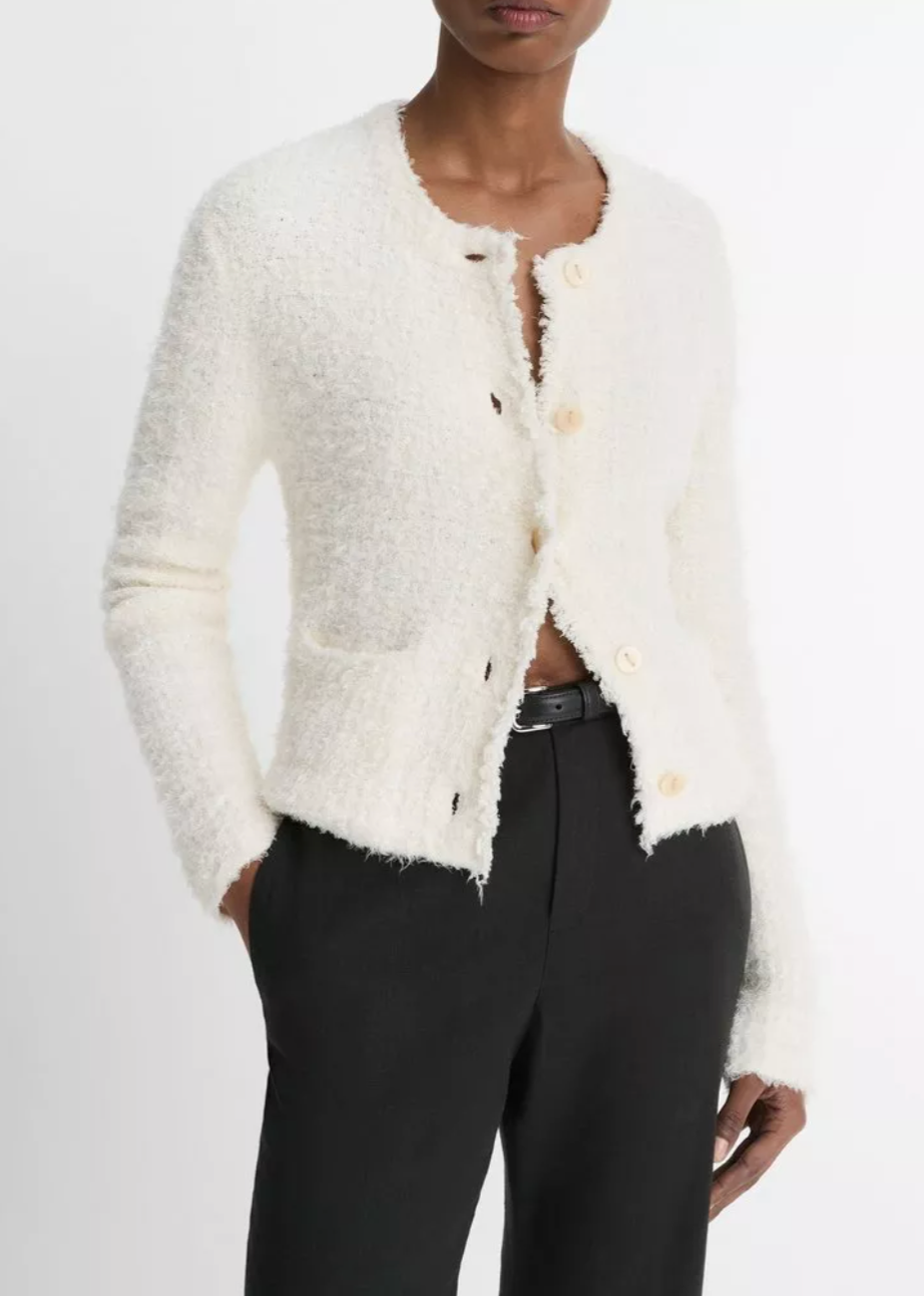 Italian Cotton-Blend Brocade Cardigan Jacket-Clothing-Vince-Off White Combo-XXS-Mercantile Portland