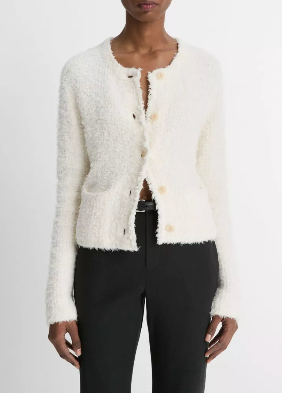 Italian Cotton-Blend Brocade Cardigan Jacket-Clothing-Vince-Off White Combo-XXS-Mercantile Portland