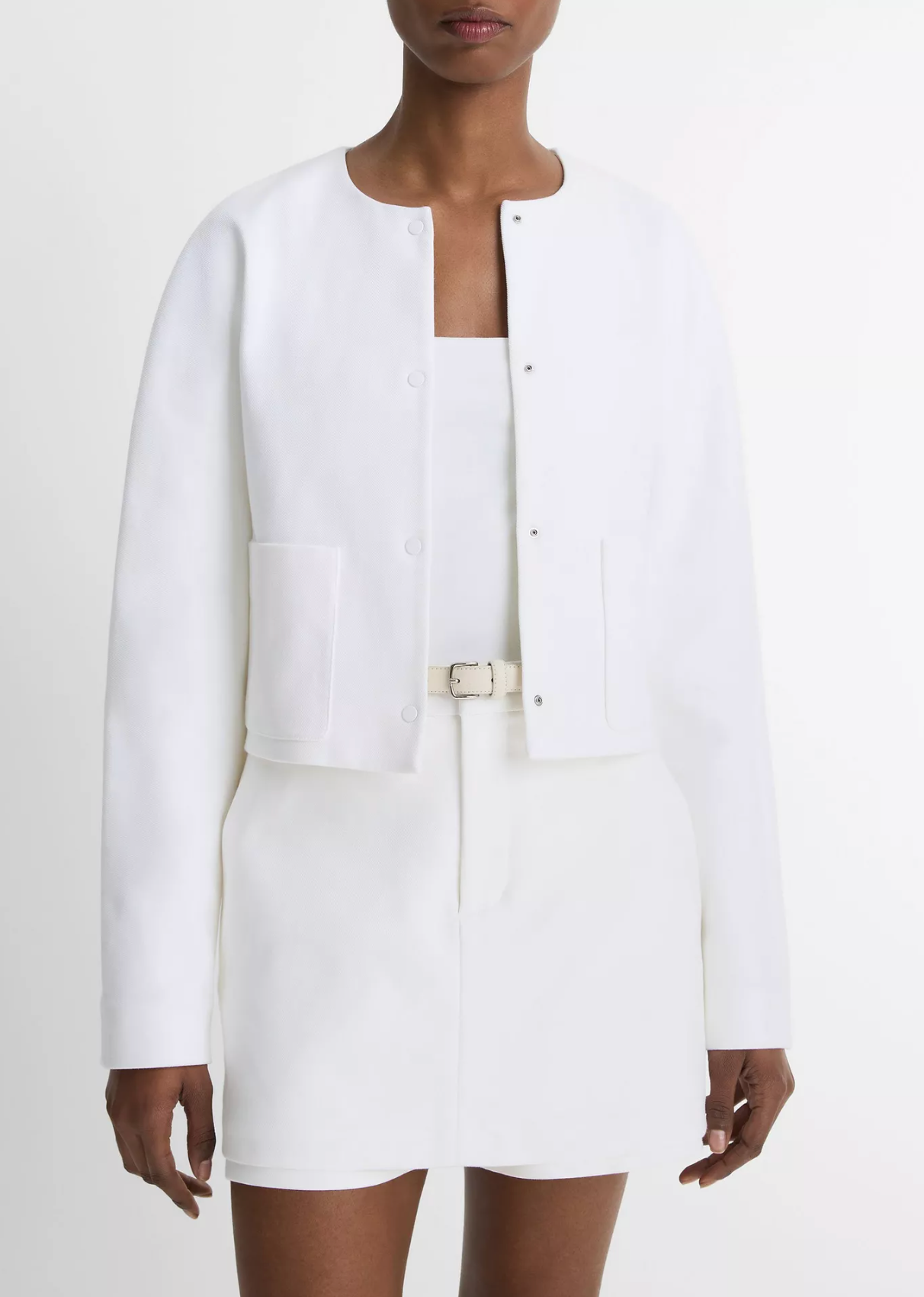 Italian Cotton Collarless Jacket-Clothing-Vince-Optic White-XXS-Mercantile Portland