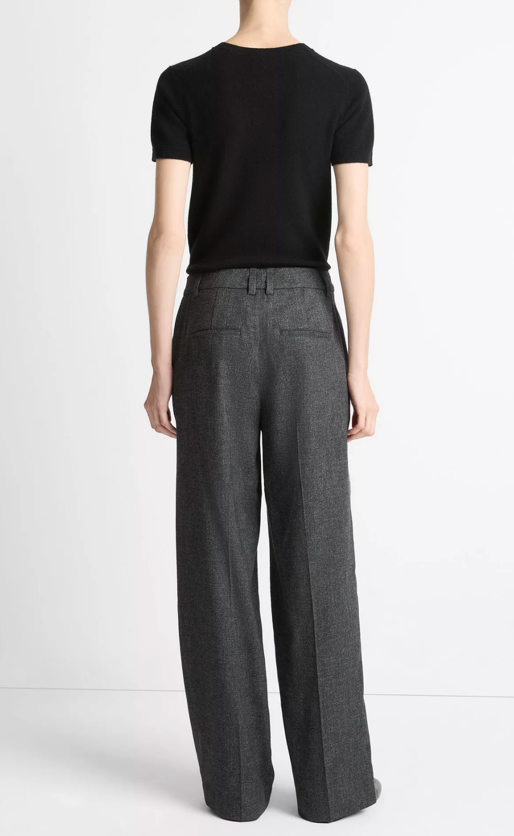 Italian Jaspe Pintuck High Waist Wide Leg Pant-Clothing-Vince-Medium Heather Grey-00-Mercantile Portland