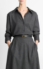 Italian Jaspe Relaxed Button-Front Shirt-Clothing-Vince-Medium Heather Grey-XXS-Mercantile Portland