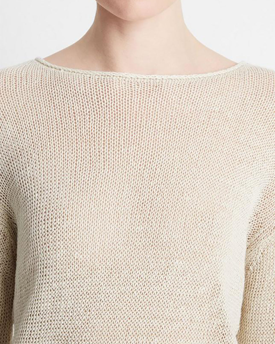 Italian Linen Drop-Shoulder Pullover Sweater-Sweaters-Vince-Ceramic-XXS-Mercantile Portland