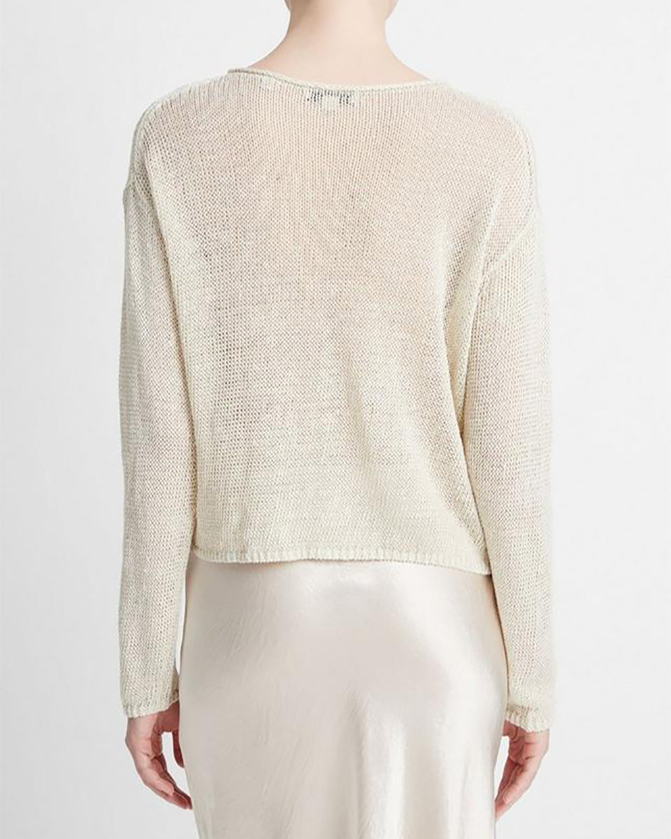 Italian Linen Drop-Shoulder Pullover Sweater-Sweaters-Vince-Ceramic-XXS-Mercantile Portland